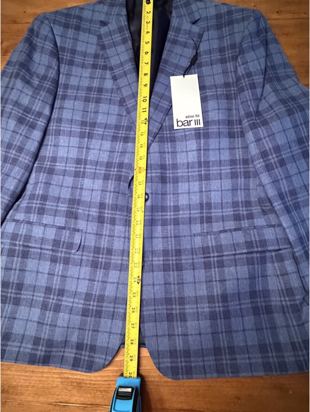 Bar Ill Slim 44R Sport Coat Jacket Blazer Blue Check MSRP $295 New w Tags - Picture 8 of 8